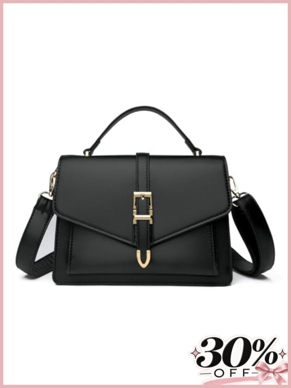 Vegan Leather Crossbody Satchel Small Top Handle Purse Adjustable Strap